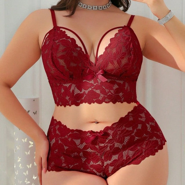 Floral Lace Set w/ Front Cage Straps