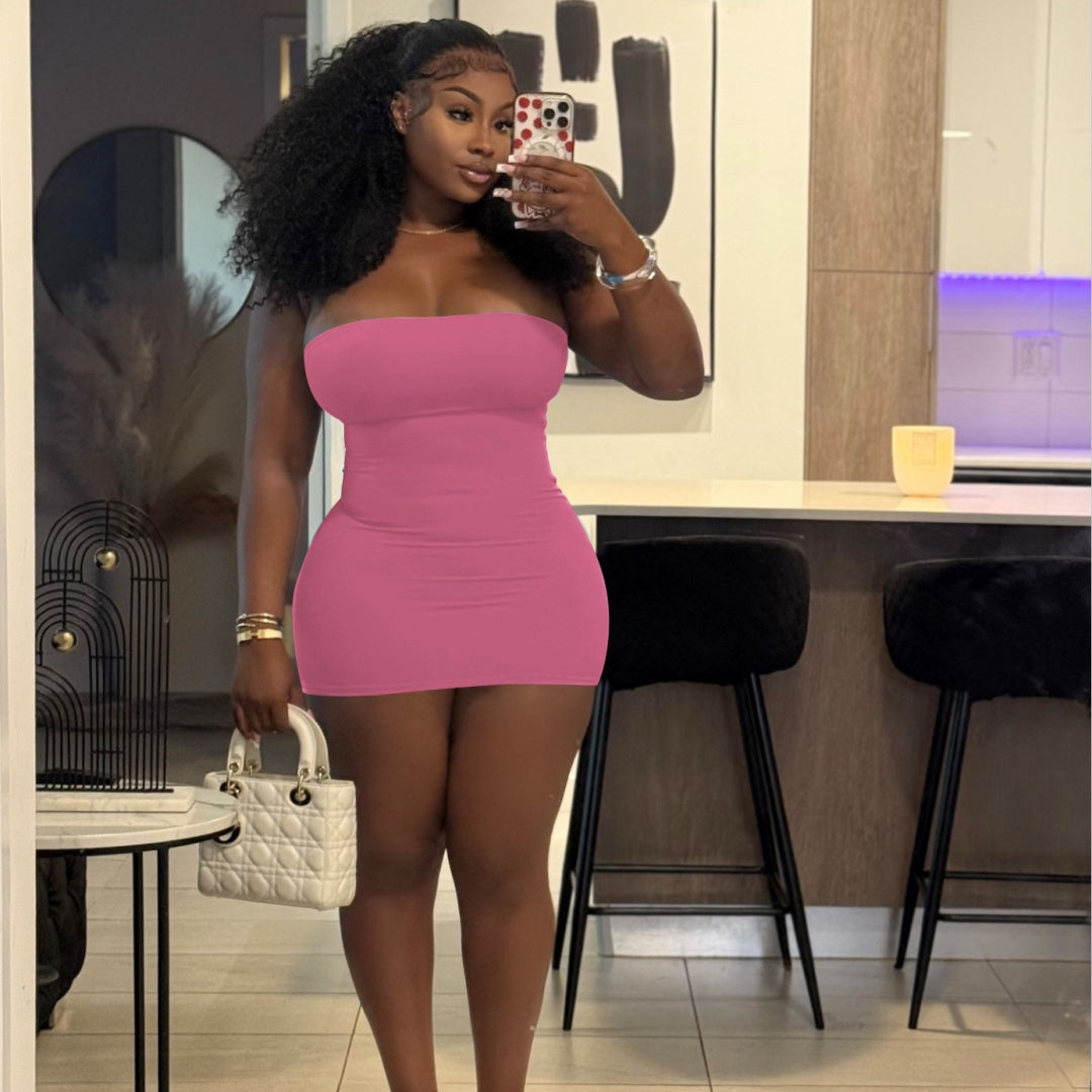 Strapless Tube Top Swimsuit Mini Dress