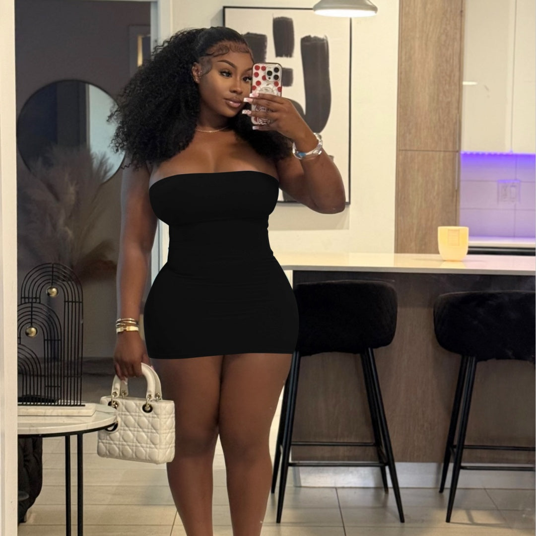 Strapless Tube Top Swimsuit Mini Dress