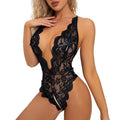 Lace Deep V Halter Teddy Bodysuit for Women