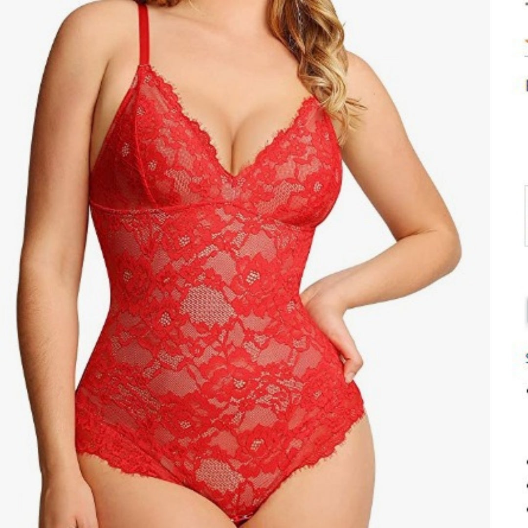 Floral Lace Cami Scalloped Trim Bodysuit