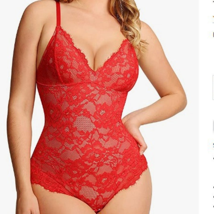 Floral Lace Cami Scalloped Trim Bodysuit