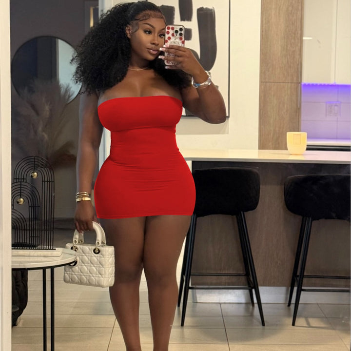 Strapless Tube Top Swimsuit Mini Dress