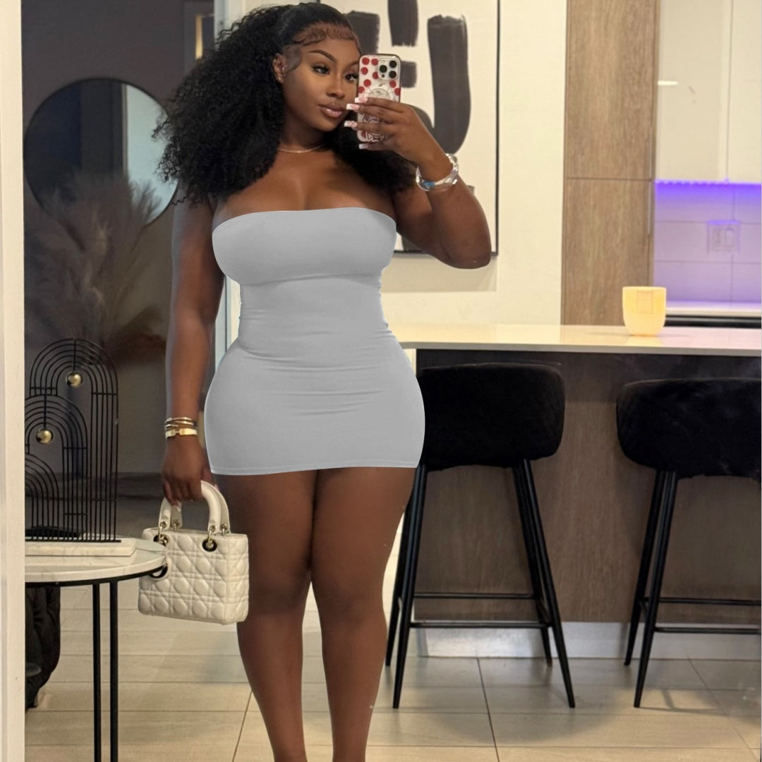 Strapless Tube Top Swimsuit Mini Dress